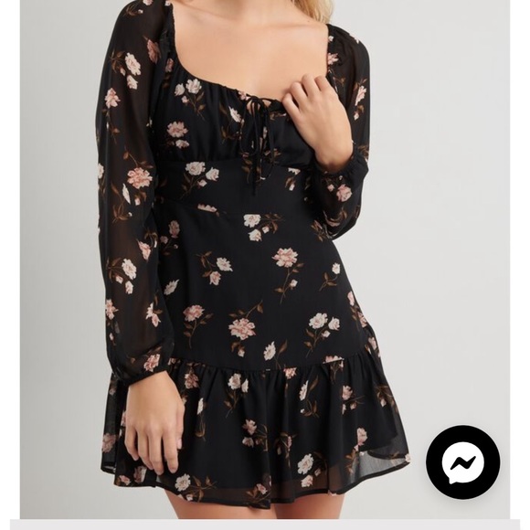 Dynamite tiered dress. Size medium black with floral print - Picture 6 of 6